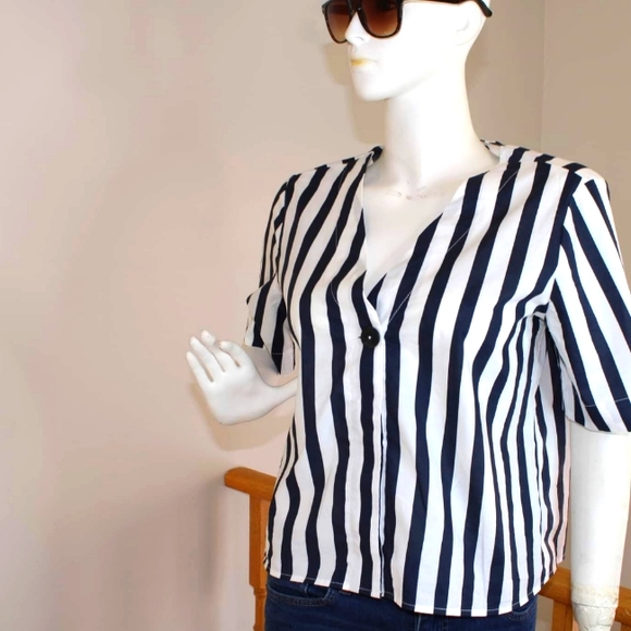 MNG Stripe Print Blouse - Picture 6 of 7